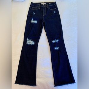 Francesca’s Harper Heritage Distressed Kick Cropped Jeans